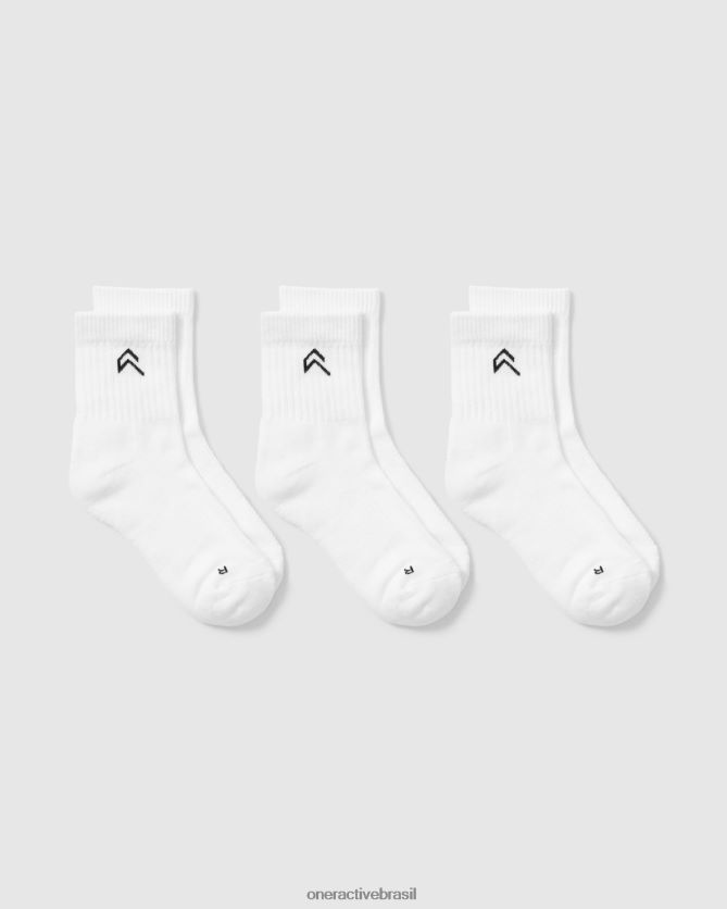 acessórios br Oner Active meia tripulação meia pacote com 3 branco 8488X2656