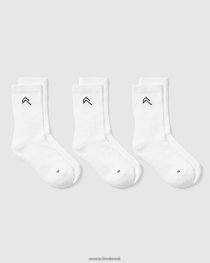 acessórios br Oner Active meias de tripulação pacote com 3 Branco preto 8488X2658