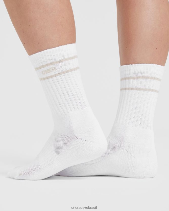 acessórios br Oner Active pacote com 3 meias do time do colégio off white/azul/branco 8488X2651
