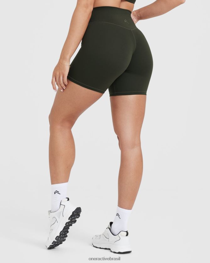 roupas br Oner Active shorts atemporais cintura alta cáqui 8488X2309