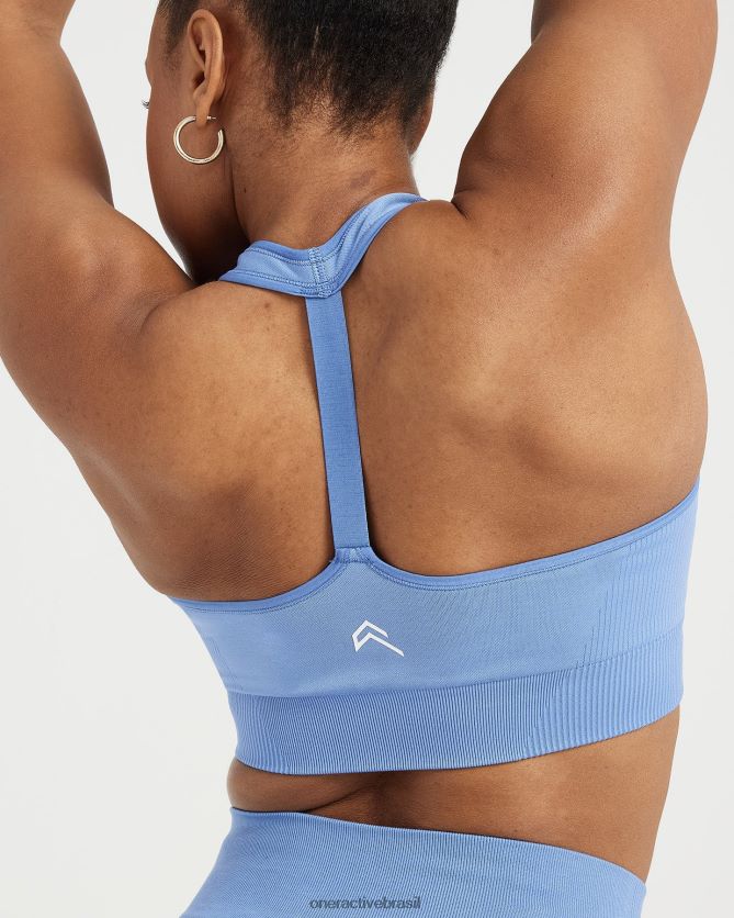 roupas br Oner Active bralette clássico sem costura com decote em V 2.0 jeans claro marga 8488X2138