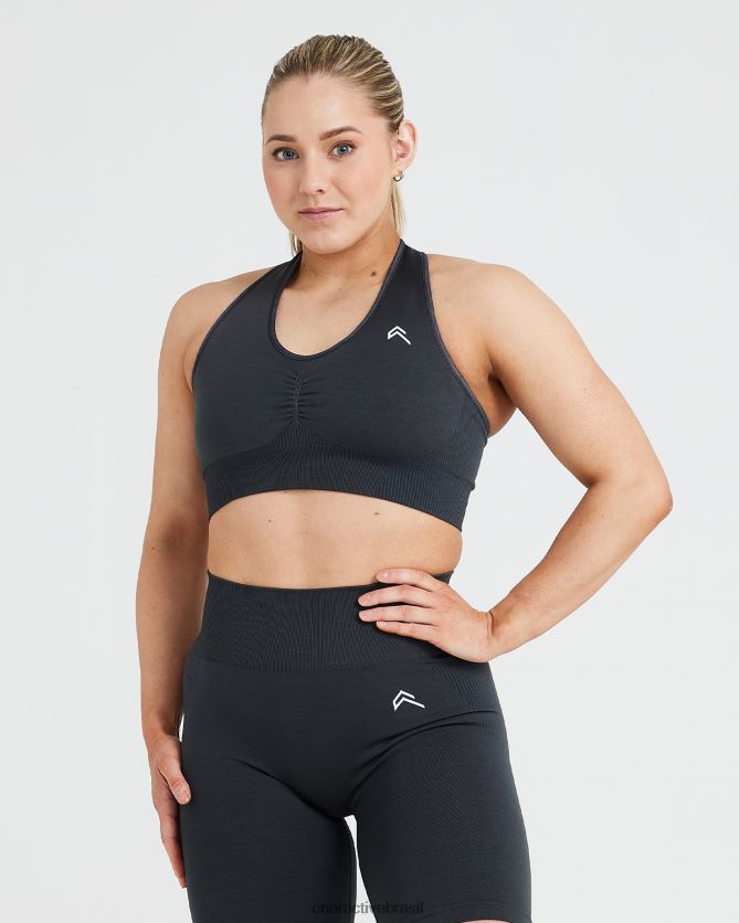 roupas br Oner Active bralette clássico sem costura com decote em V 2.0 marga de carvão 8488X2161