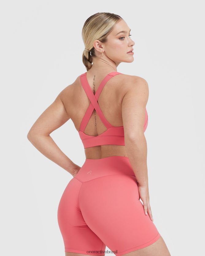 roupas br Oner Active bralette com decote quadrado atemporal amplificar rosa 8488X2177