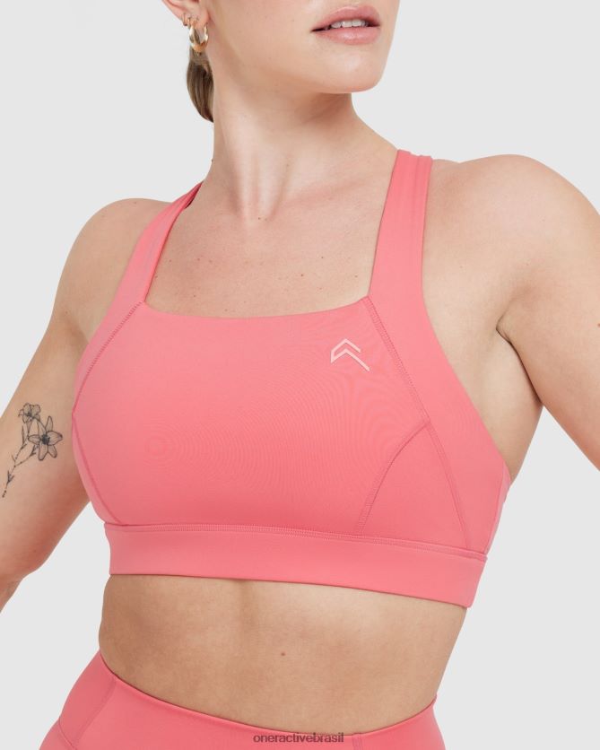 roupas br Oner Active bralette com decote quadrado atemporal amplificar rosa 8488X2177