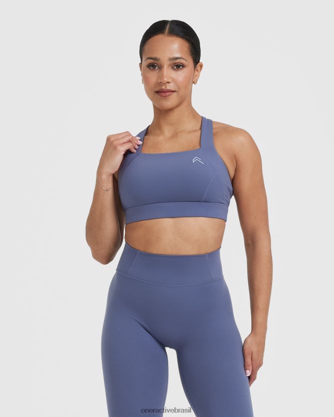 roupas br Oner Active bralette com decote quadrado atemporal azul ardósia 8488X2167