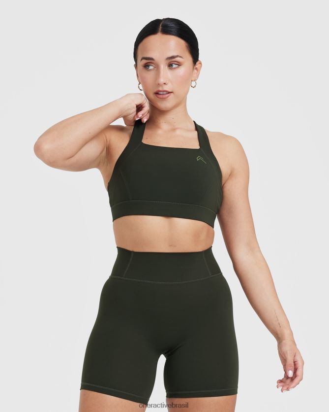 roupas br Oner Active bralette com decote quadrado atemporal cáqui 8488X2166