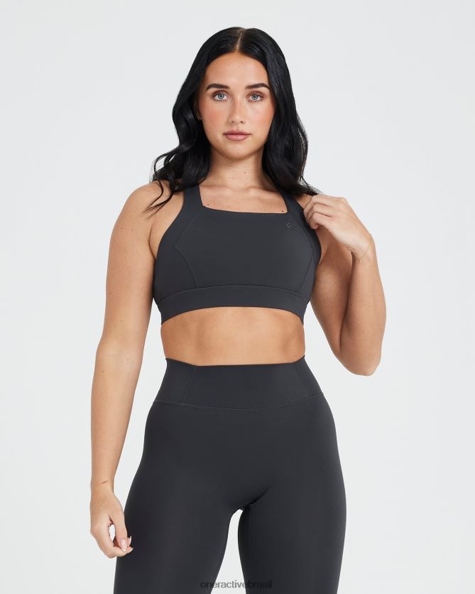 roupas br Oner Active bralette com decote quadrado atemporal carvão 8488X297