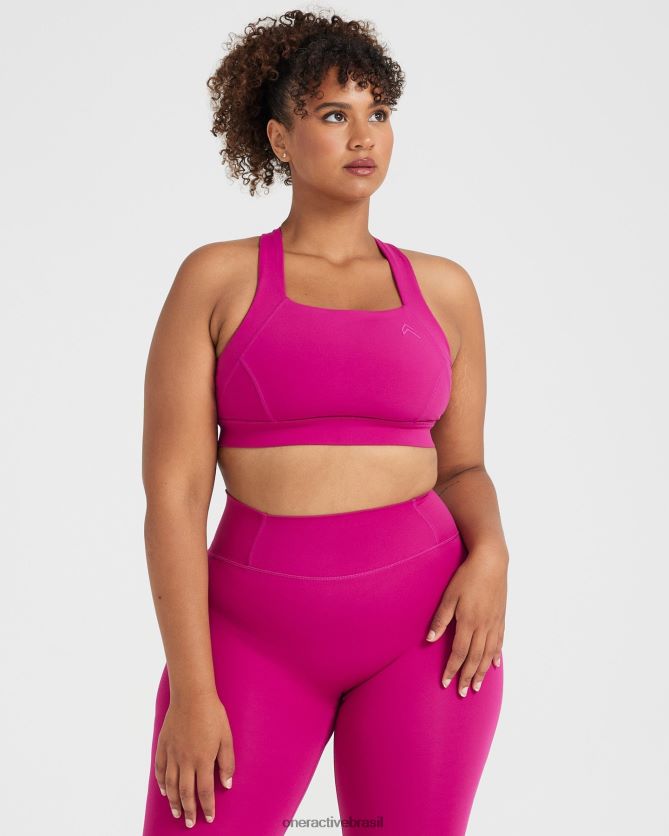 roupas br Oner Active bralette com decote quadrado atemporal fúcsia 8488X296