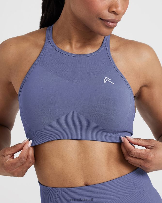 roupas br Oner Active bralette de gola alta sem esforço e sem esforço azul ardósia 8488X2203