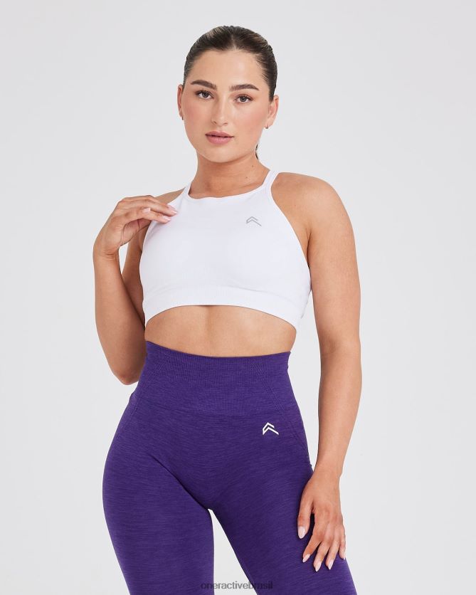 roupas br Oner Active bralette de gola alta sem esforço e sem esforço branco 8488X2185