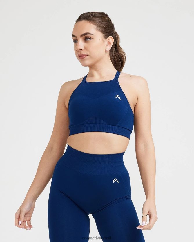 roupas br Oner Active bralette de gola alta sem esforço e sem esforço meia-noite 8488X2219