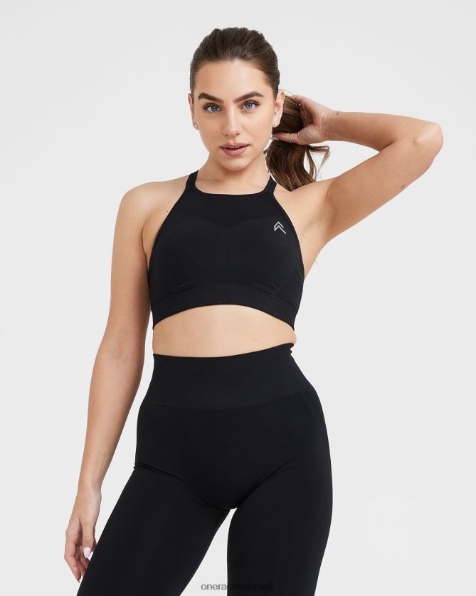 roupas br Oner Active bralette de gola alta sem esforço e sem esforço preto 8488X2106