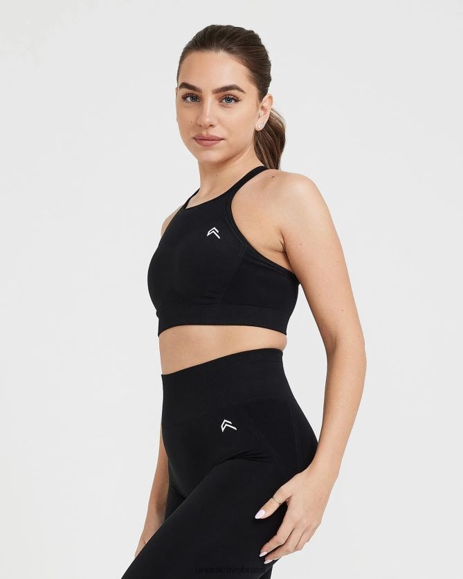 roupas br Oner Active bralette de gola alta sem esforço e sem esforço preto 8488X2126