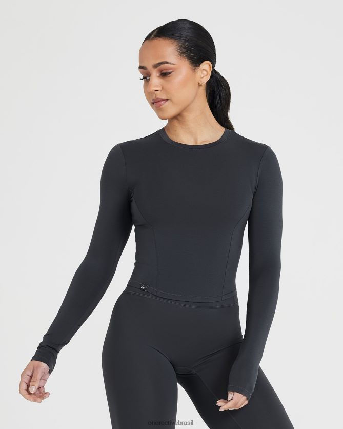 roupas br Oner Active blusa de manga comprida média macia e suave carvão 8488X2406