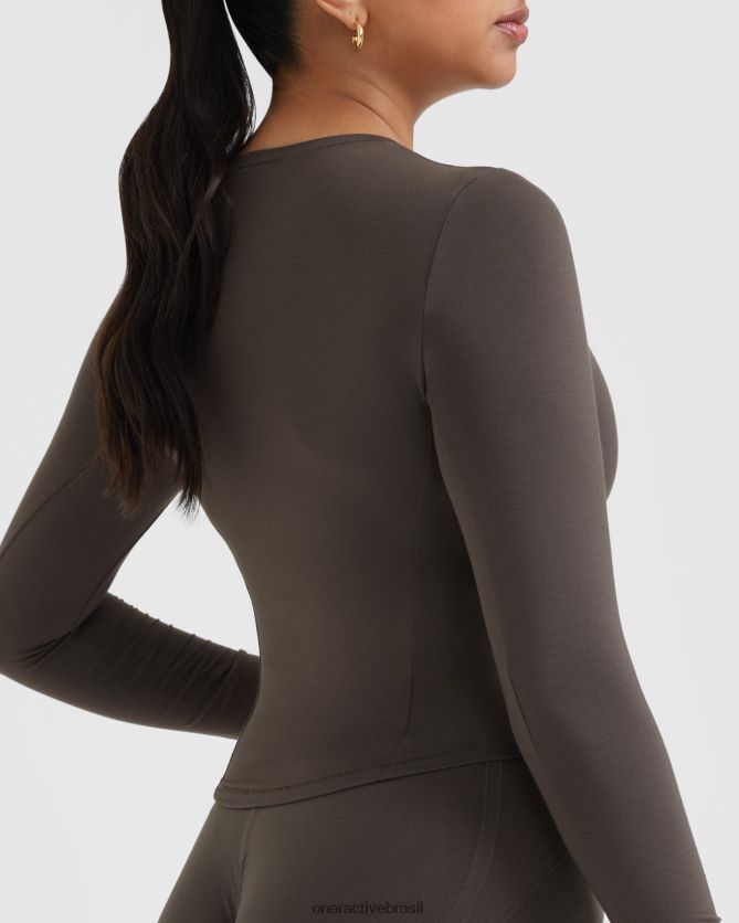 roupas br Oner Active blusa de manga comprida média macia e suave cinza profundo 8488X2392