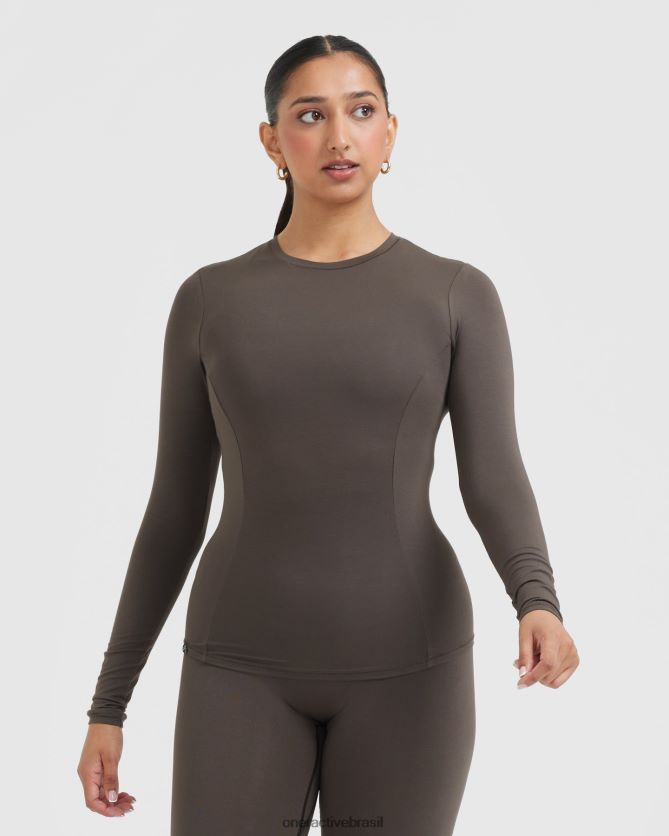 roupas br Oner Active blusa de manga comprida macia e suave cinza profundo 8488X2393