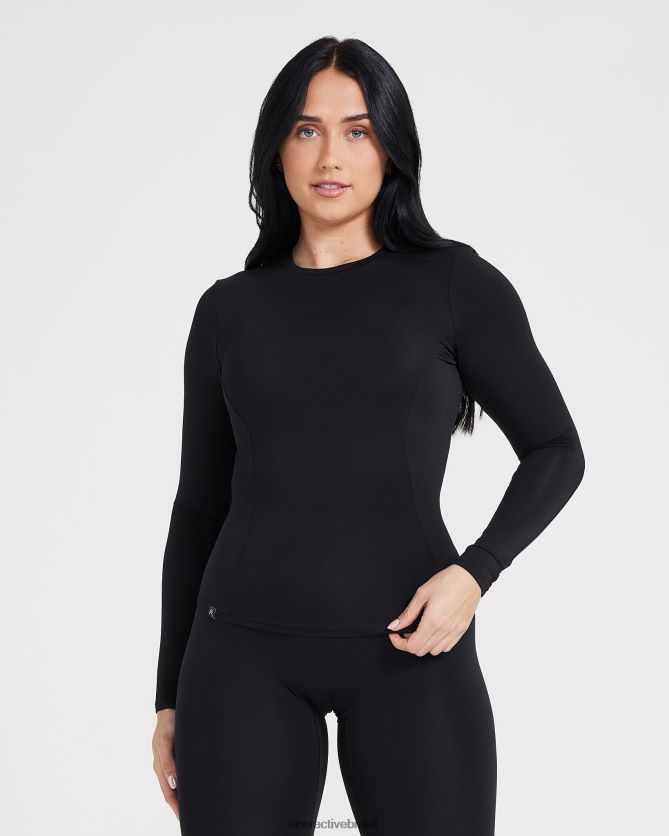 roupas br Oner Active blusa de manga comprida macia e suave preto 8488X2398