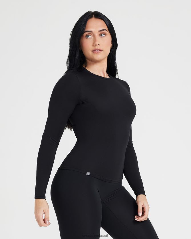 roupas br Oner Active blusa de manga comprida macia e suave preto 8488X2398