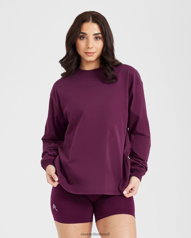 roupas br Oner Active blusa de manga comprida oversized com gráfico de espelho clássico figo maduro lavado 8488X2521