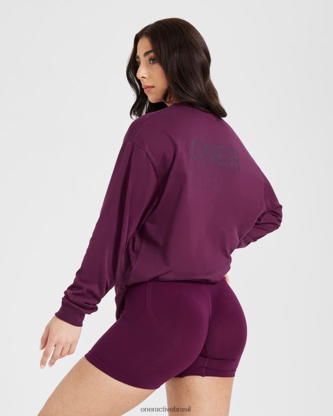 roupas br Oner Active blusa de manga comprida oversized com gráfico de espelho clássico figo maduro lavado 8488X2521