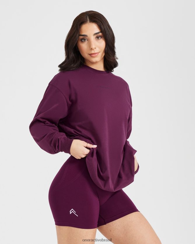 roupas br Oner Active blusa de manga comprida oversized com gráfico de espelho clássico figo maduro lavado 8488X2521