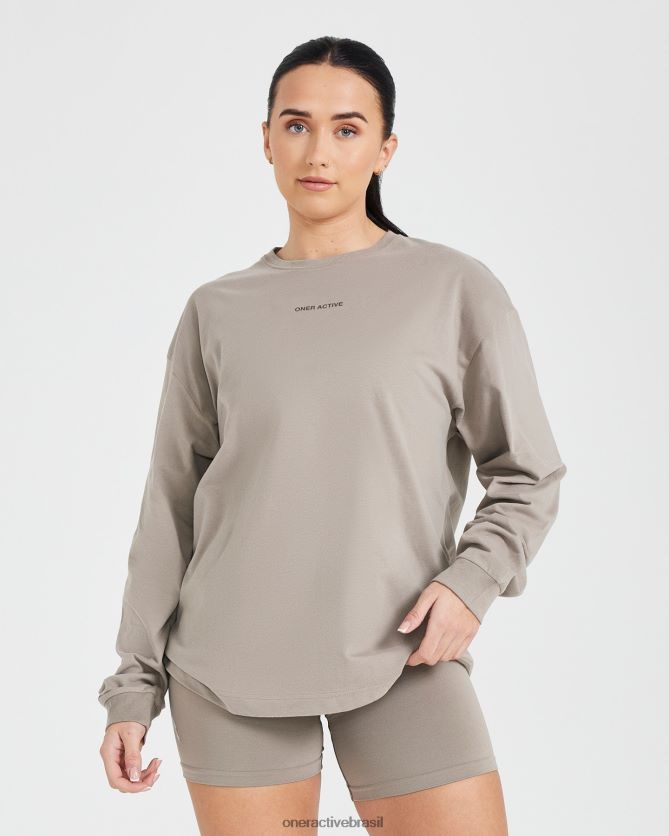 roupas br Oner Active blusa de manga comprida oversized com gráfico de espelho clássico minky lavado 8488X2522