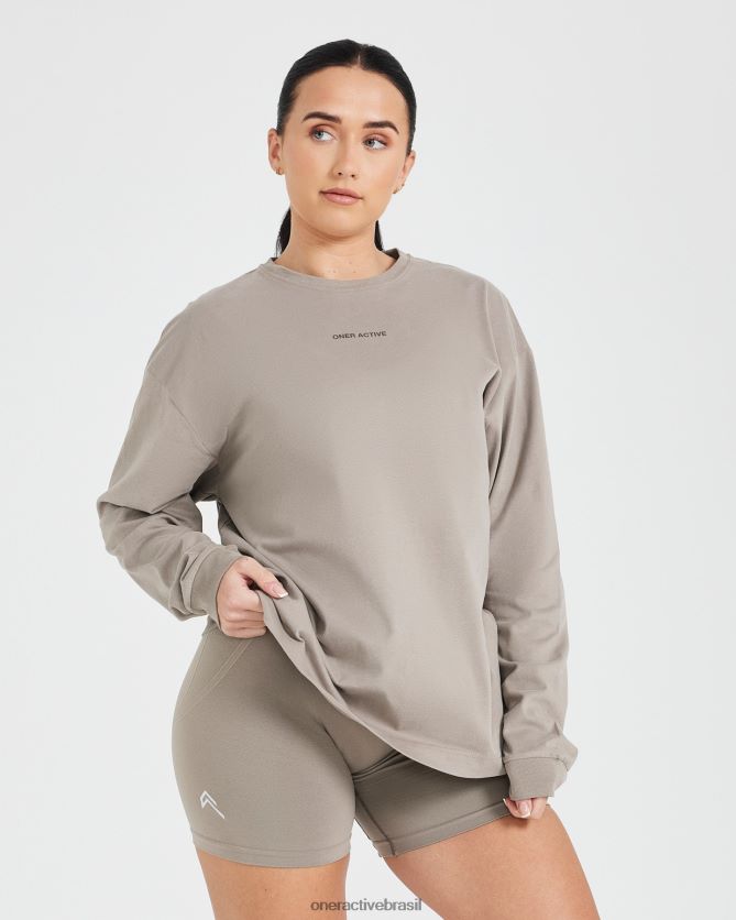 roupas br Oner Active blusa de manga comprida oversized com gráfico de espelho clássico minky lavado 8488X2522