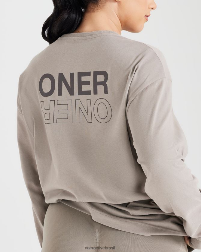 roupas br Oner Active blusa de manga comprida oversized com gráfico de espelho clássico minky lavado 8488X2522