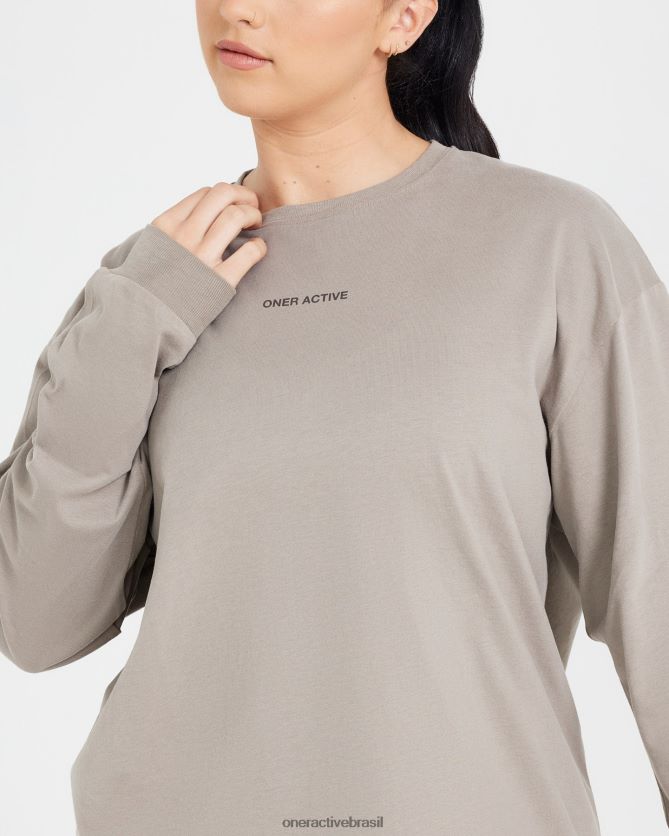 roupas br Oner Active blusa de manga comprida oversized com gráfico de espelho clássico minky lavado 8488X2522