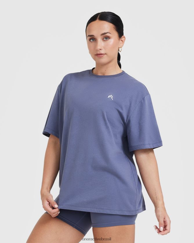 roupas br Oner Active camiseta clássica superdimensionada e leve ardósia lavada azul 8488X2498