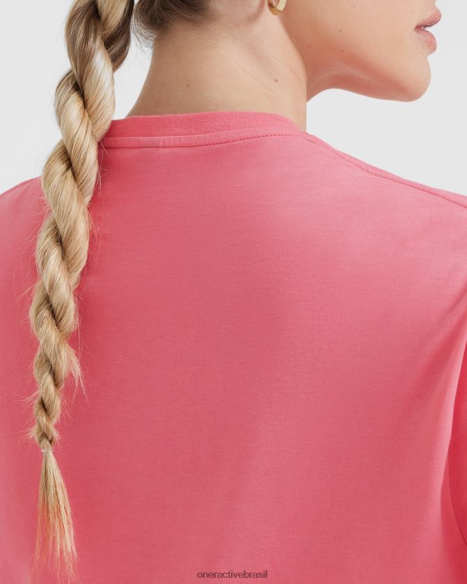 roupas br Oner Active camiseta clássica superdimensionada e leve lavado amplificar rosa 8488X2497