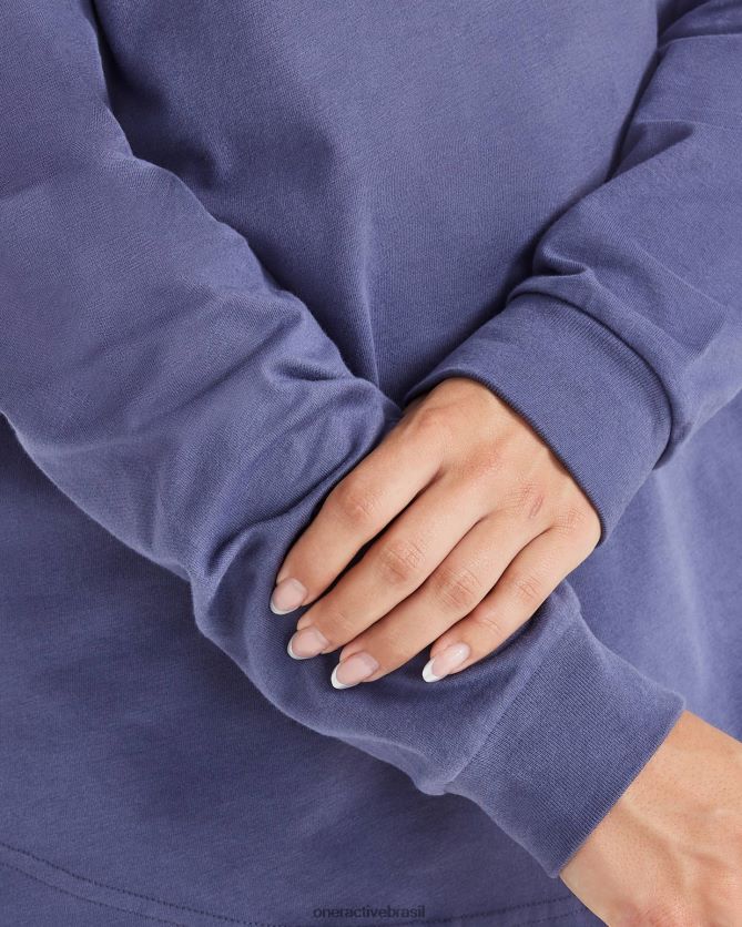 roupas br Oner Active camiseta de clube de manga comprida oversized azul ardósia 8488X2532