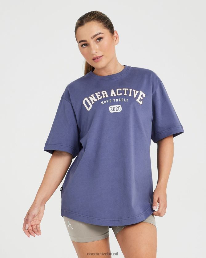roupas br Oner Active camiseta de clube de manga curta oversized azul ardósia 8488X2530