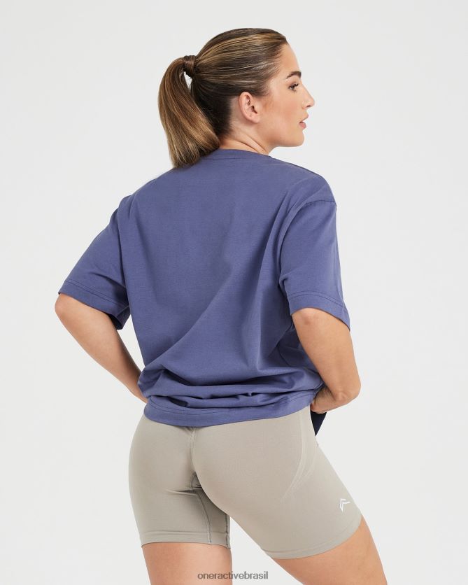 roupas br Oner Active camiseta de clube de manga curta oversized azul ardósia 8488X2530