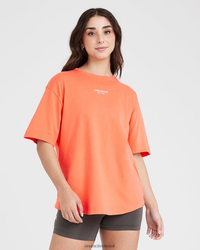 roupas br Oner Active camiseta gráfica oversized de manga curta flor de pêssego lavada 8488X2542