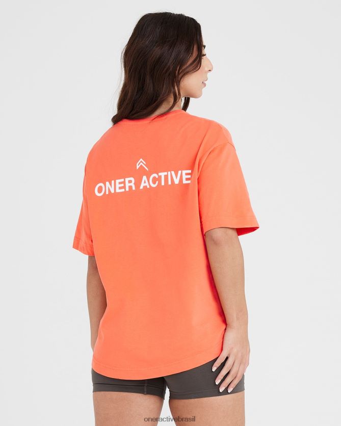 roupas br Oner Active camiseta gráfica oversized de manga curta flor de pêssego lavada 8488X2542