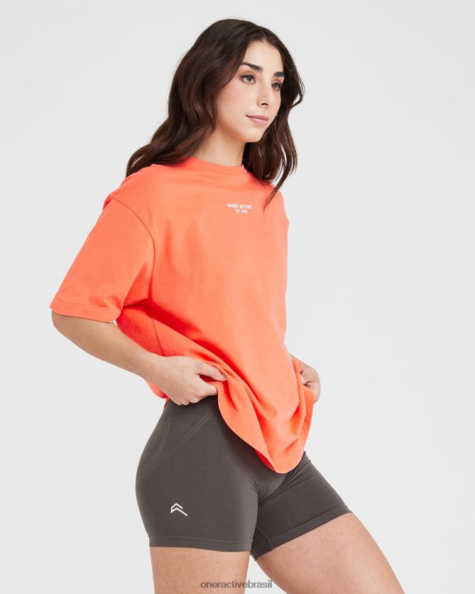 roupas br Oner Active camiseta gráfica oversized de manga curta flor de pêssego lavada 8488X2542