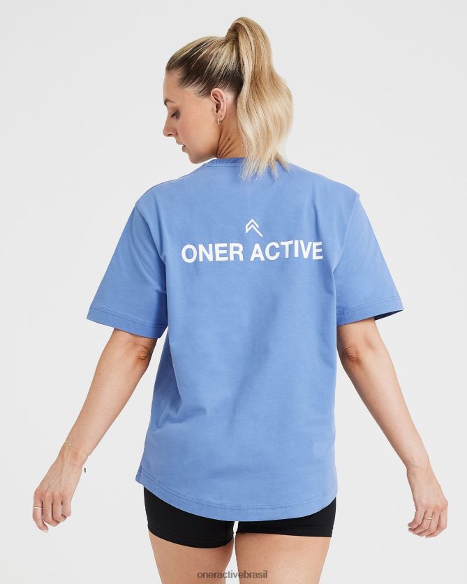 roupas br Oner Active camiseta gráfica oversized de manga curta jeans claro lavado 8488X2550