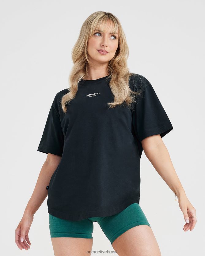 roupas br Oner Active camiseta gráfica oversized de manga curta lavado de preto 8488X2567