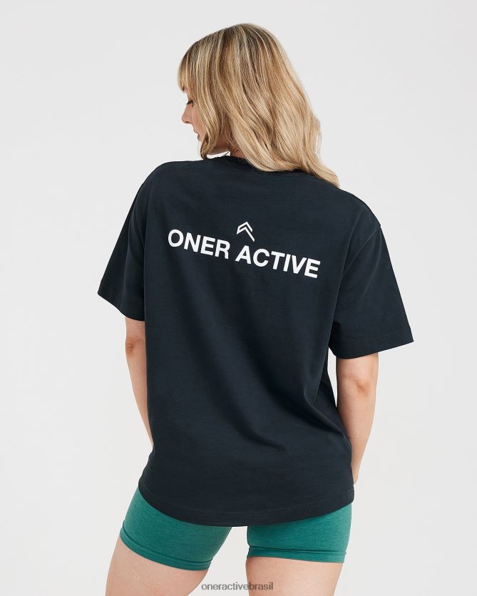 roupas br Oner Active camiseta gráfica oversized de manga curta lavado de preto 8488X2567