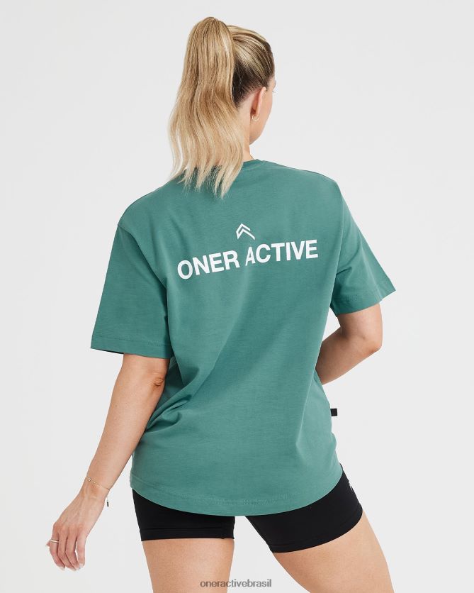 roupas br Oner Active camiseta gráfica oversized de manga curta verde mineral lavado 8488X2551