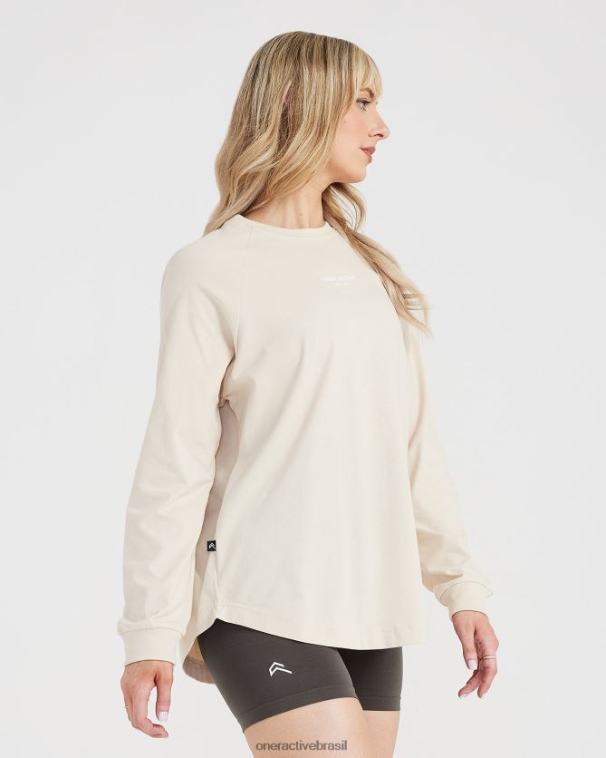 roupas br Oner Active camiseta gráfica oversized manga longa areia lavada 8488X2559