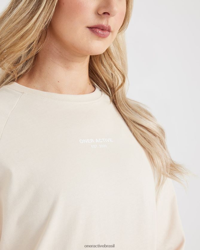 roupas br Oner Active camiseta gráfica oversized manga longa areia lavada 8488X2559