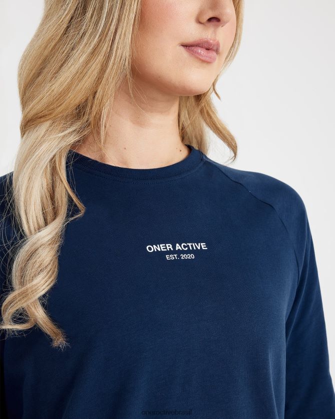 roupas br Oner Active camiseta gráfica oversized manga longa lavado à meia-noite 8488X2557