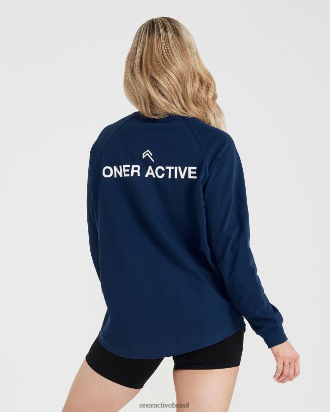 roupas br Oner Active camiseta gráfica oversized manga longa lavado à meia-noite 8488X2557