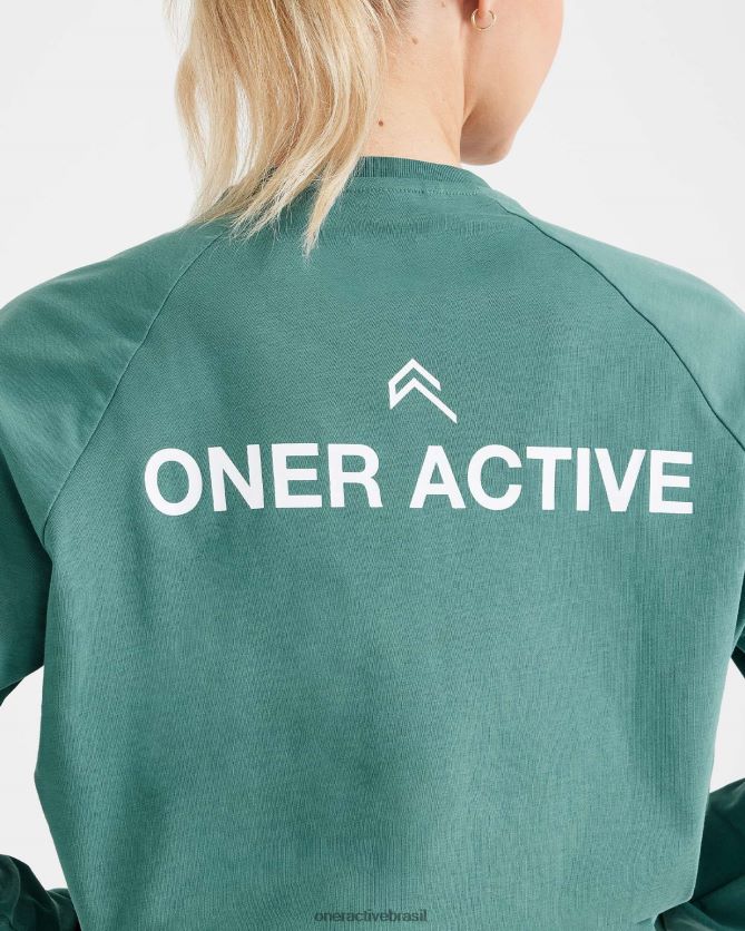 roupas br Oner Active camiseta gráfica oversized manga longa verde mineral lavado 8488X2549