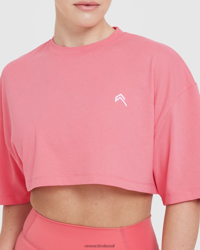 roupas br Oner Active camiseta leve clássica e descontraída lavado amplificar rosa 8488X2496