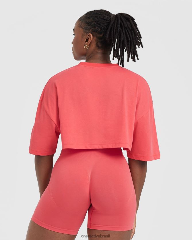 roupas br Oner Active camiseta leve clássica e descontraída lavado doce vermelho 8488X2423