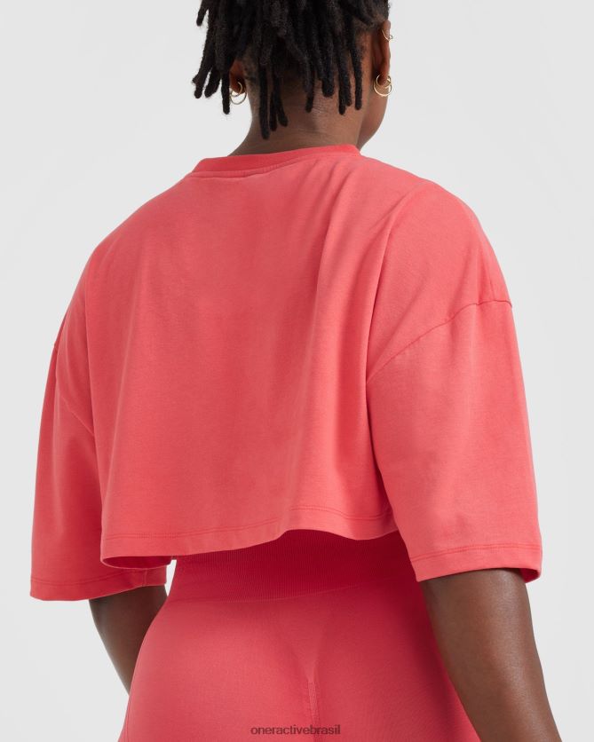 roupas br Oner Active camiseta leve clássica e descontraída lavado doce vermelho 8488X2423
