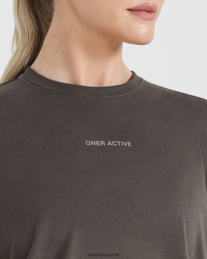 roupas br Oner Active camiseta oversized com estampa espelhada clássica cinza profundo lavado 8488X2503